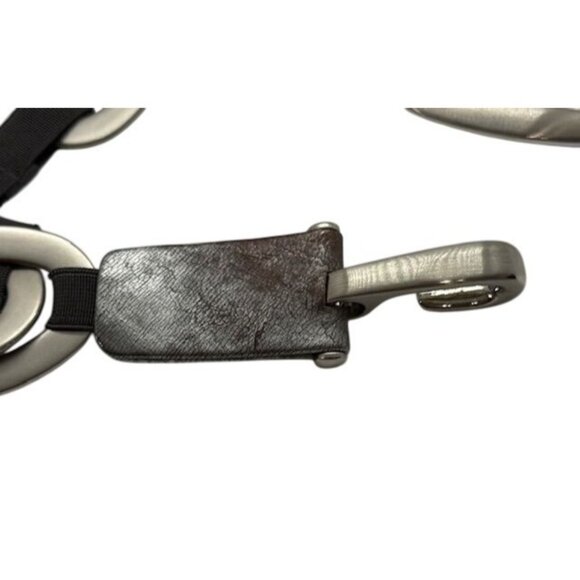 Suzi Roher Women's Stretch Chain Belt Silver Metal Brown Gray Silver Leather 34" - Picture 8 of 9